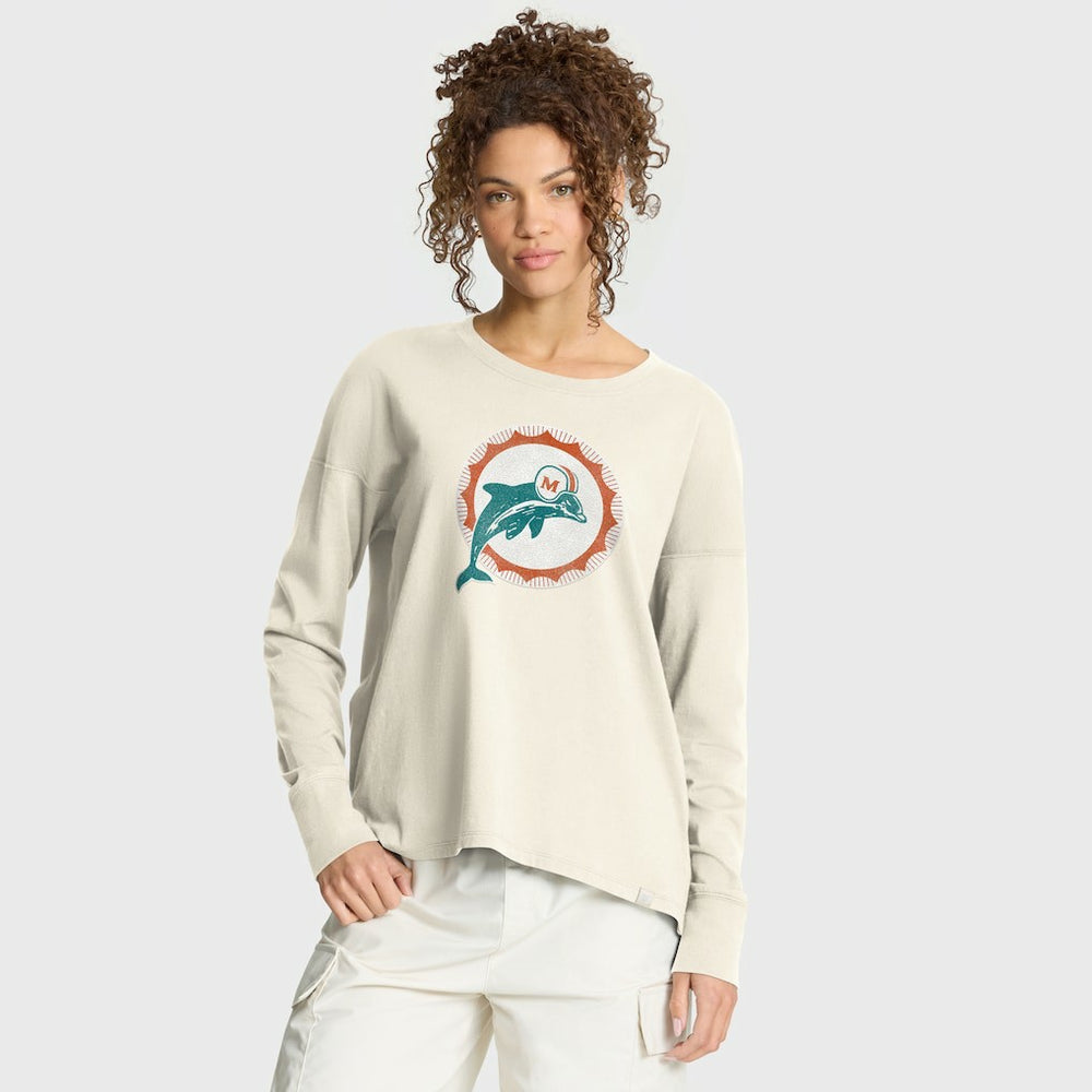 Miami Dolphins Women's Dove Legacy Long Sleeve T-Shirt - Cream T-shirts