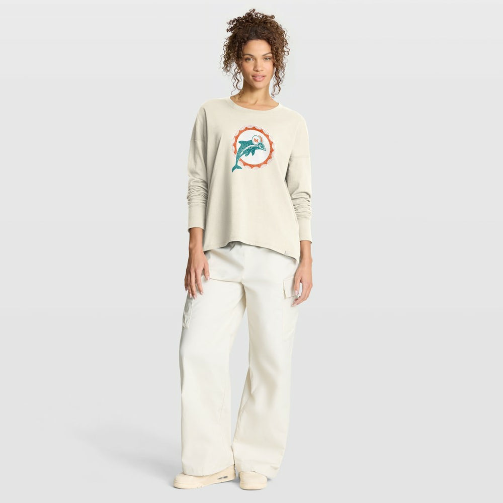 Miami Dolphins Women's Dove Legacy Long Sleeve T-Shirt - Cream T-shirts