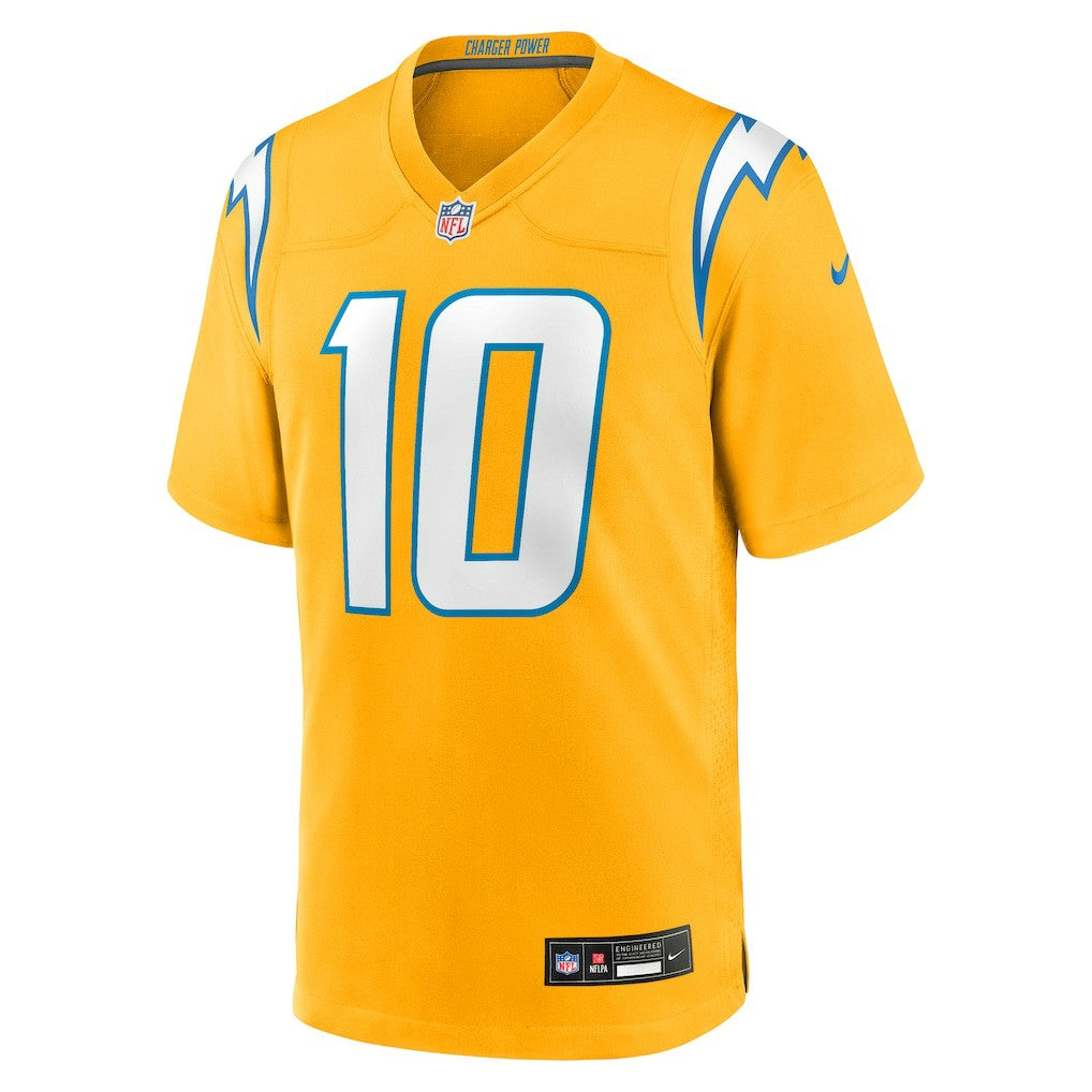 Justin Herbert Los Angeles Chargers Alternate Charger Power Game Player Jersey - Gold Jerseys
