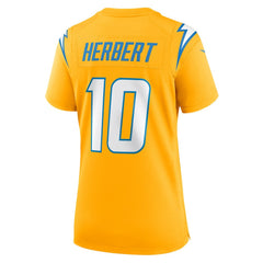 Justin Herbert Los Angeles Chargers Women's Alternate Charger Power Game Jersey - Gold Jerseys