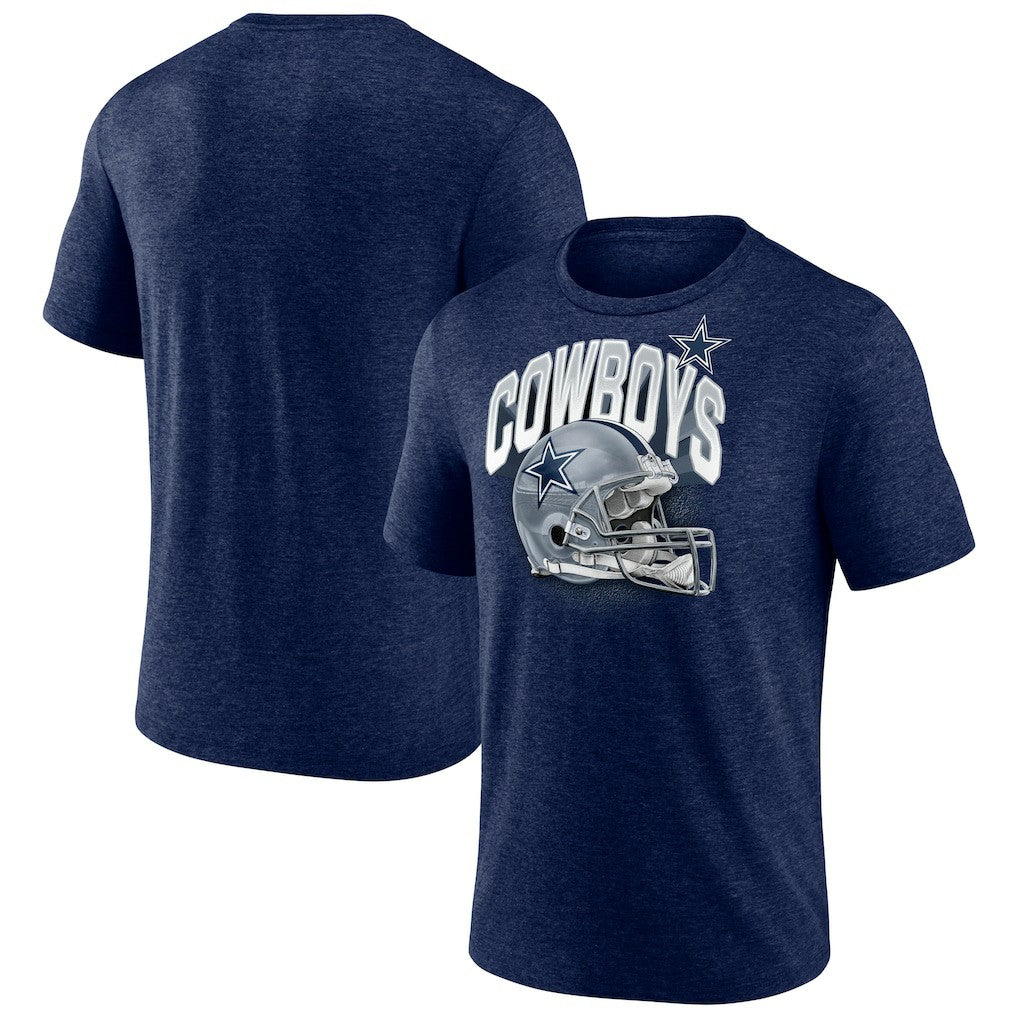 Dallas Cowboys Helmet Tri-Blend T-Shirt - Navy T-shirts