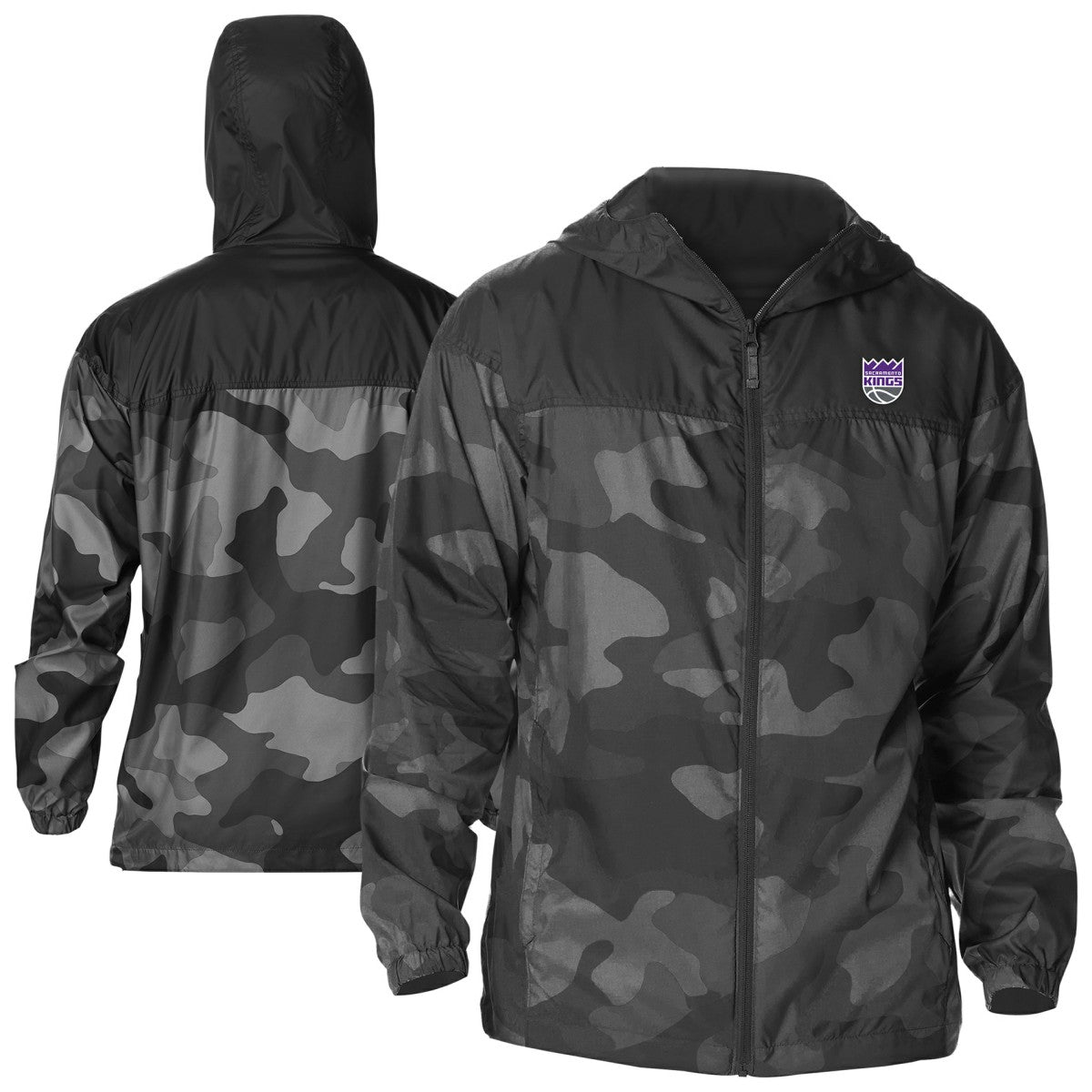 Sacramento Kings Camo Flash Challenger Windbreaker Full-Zip Jacket Black - Columbia