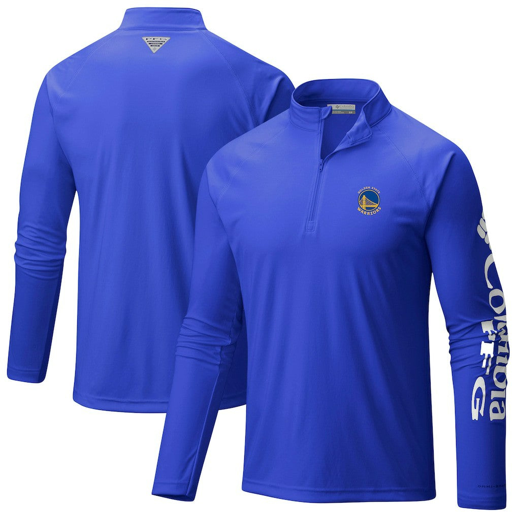 Golden State Warriors Terminal Tackle Raglan Omni-Shade Quarter-Zip Jacket Royal - Columbia