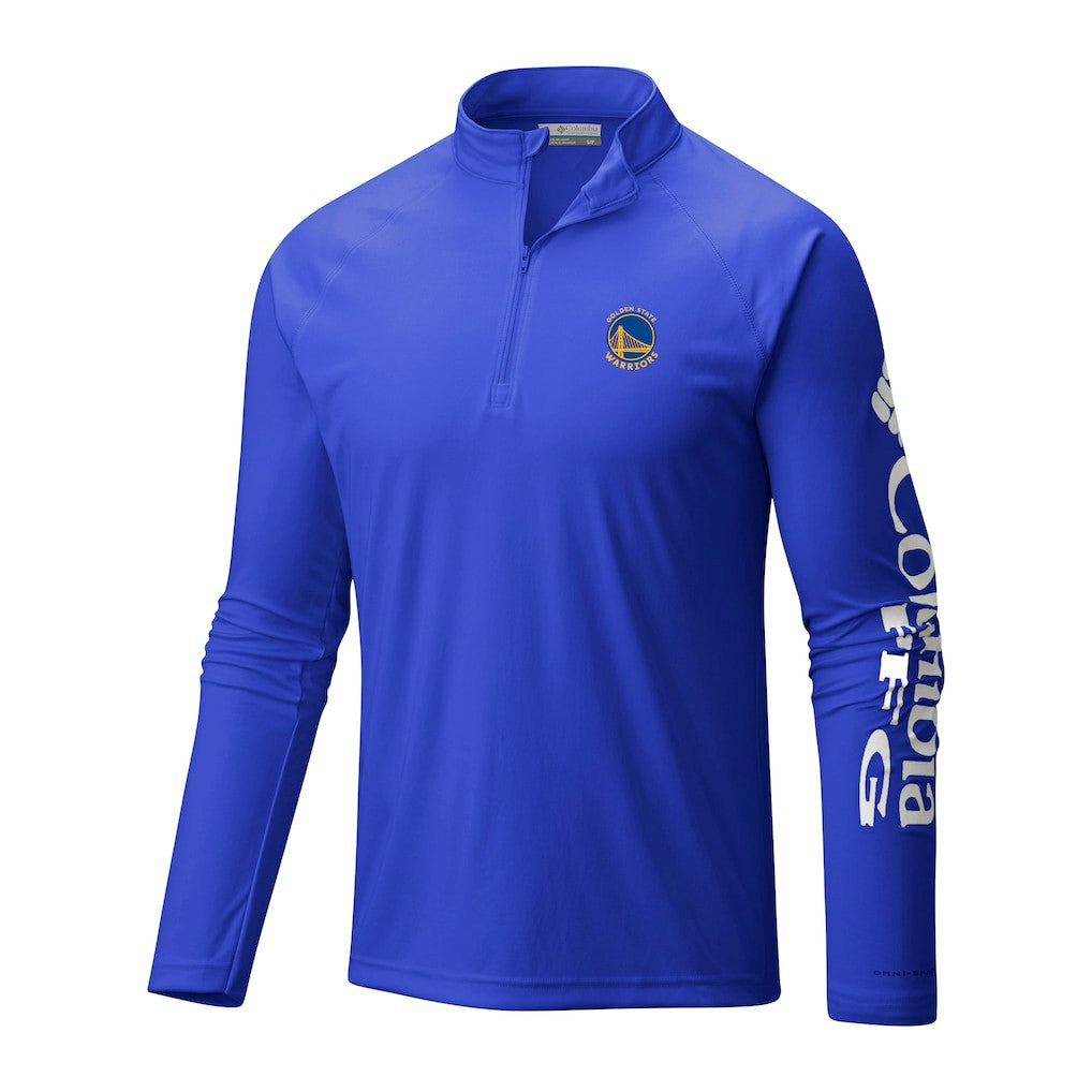 Golden State Warriors Terminal Tackle Raglan Omni-Shade Quarter-Zip Jacket Royal - Columbia