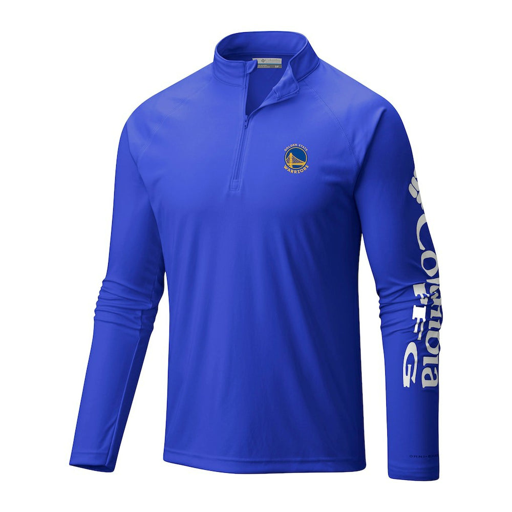 Golden State Warriors Terminal Tackle Raglan Omni-Shade Quarter-Zip Jacket Royal - Columbia