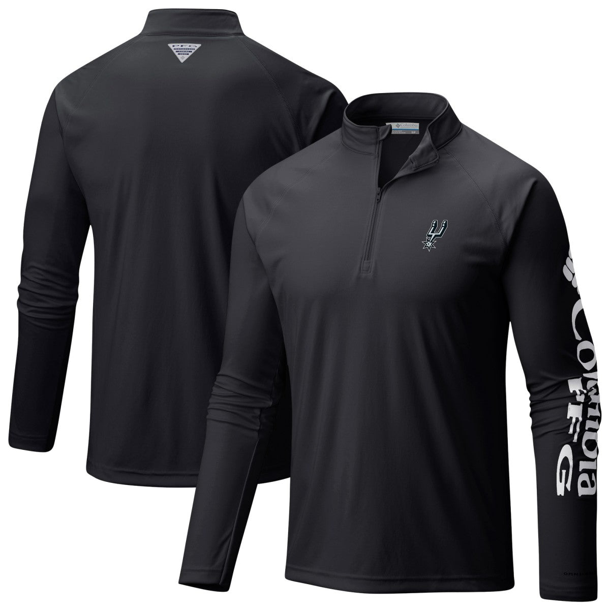 San Antonio Spurs Terminal Tackle Raglan Omni-Shade Quarter-Zip Jacket Black - Columbia