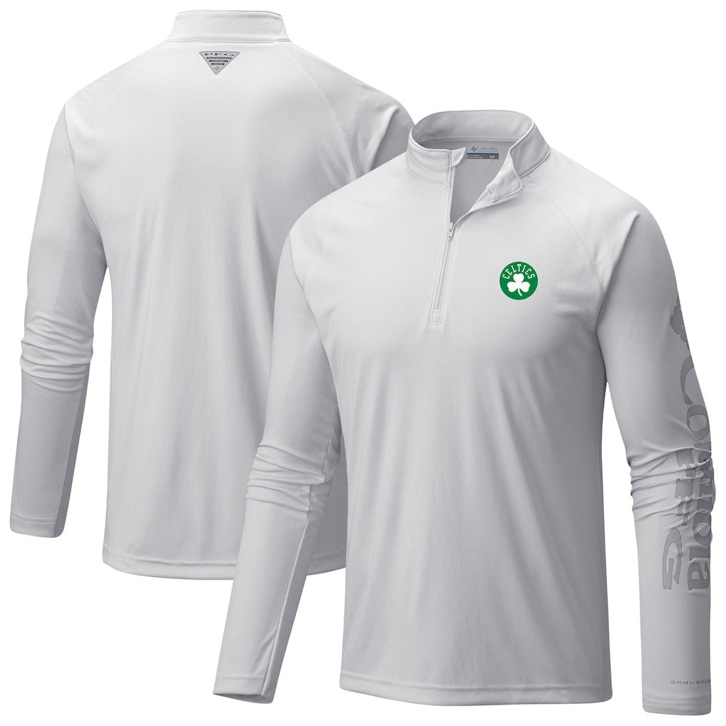 Boston Celtics Terminal Tackle Raglan Omni-Shade Quarter-Zip Jacket White - Columbia