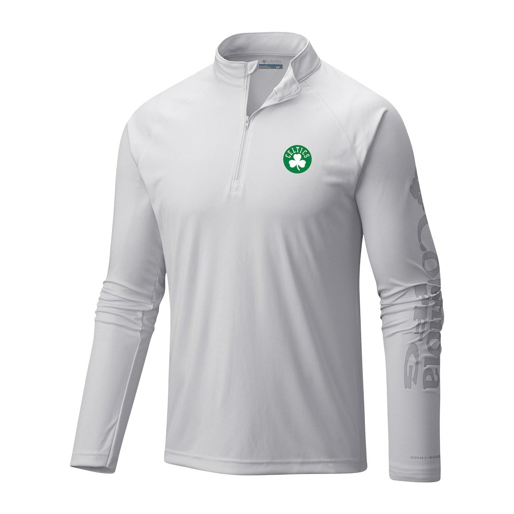 Boston Celtics Terminal Tackle Raglan Omni-Shade Quarter-Zip Jacket White - Columbia