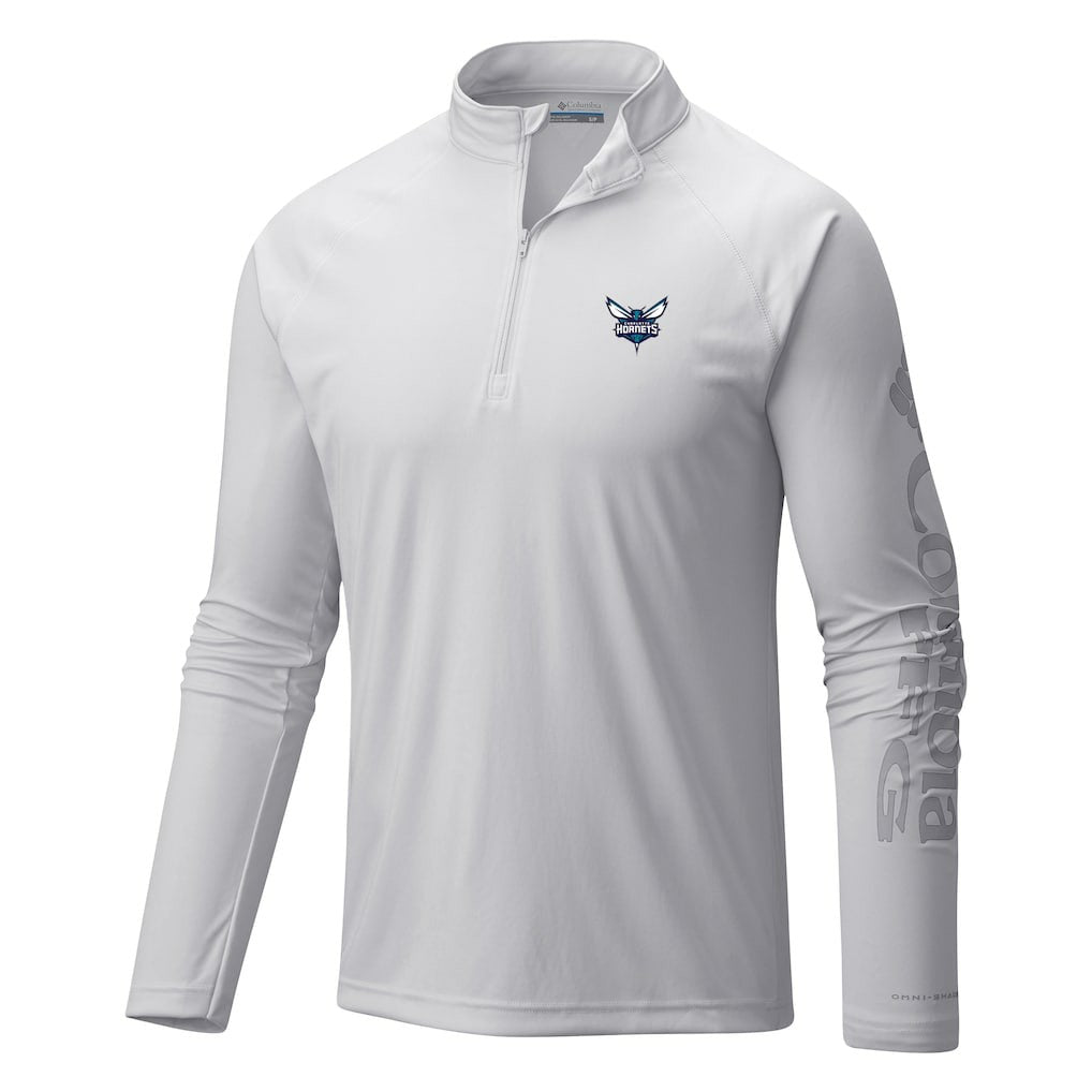 Charlotte Hornets Terminal Tackle Raglan Omni-Shade Quarter-Zip Jacket White - Columbia