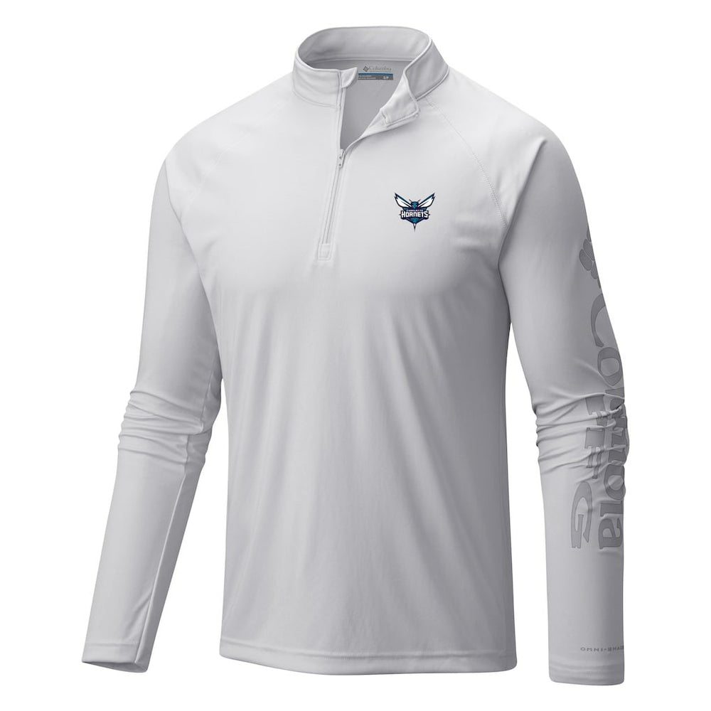 Charlotte Hornets Terminal Tackle Raglan Omni-Shade Quarter-Zip Jacket White - Columbia