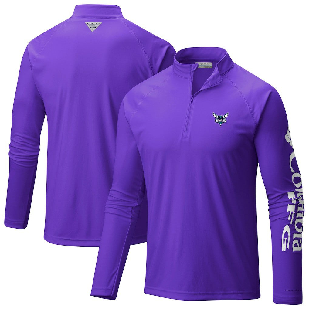 Charlotte Hornets Terminal Tackle Raglan Omni-Shade Quarter-Zip Jacket Purple - Columbia