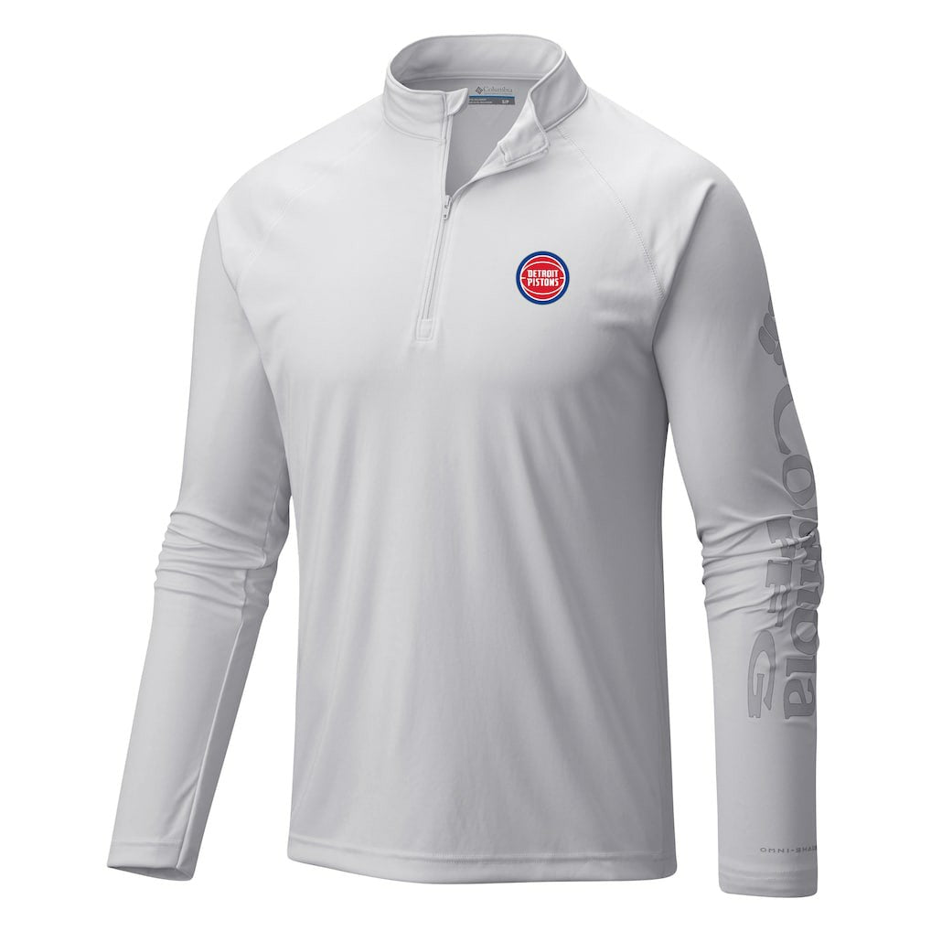 Detroit Pistons Terminal Tackle Raglan Omni-Shade Quarter-Zip Jacket White - Columbia