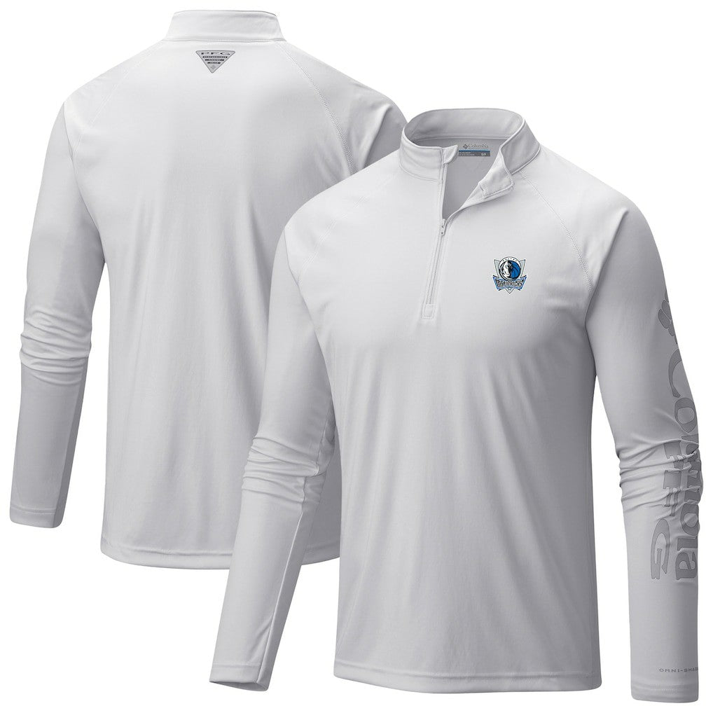 Dallas Mavericks Terminal Tackle Raglan Omni-Shade Quarter-Zip Jacket White - Columbia