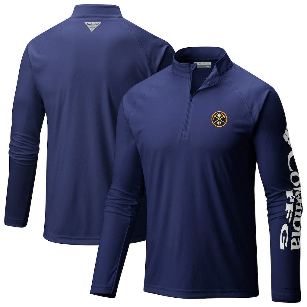 Denver Nuggets Terminal Tackle Raglan Omni-Shade Quarter-Zip Jacket Navy - Columbia outlet