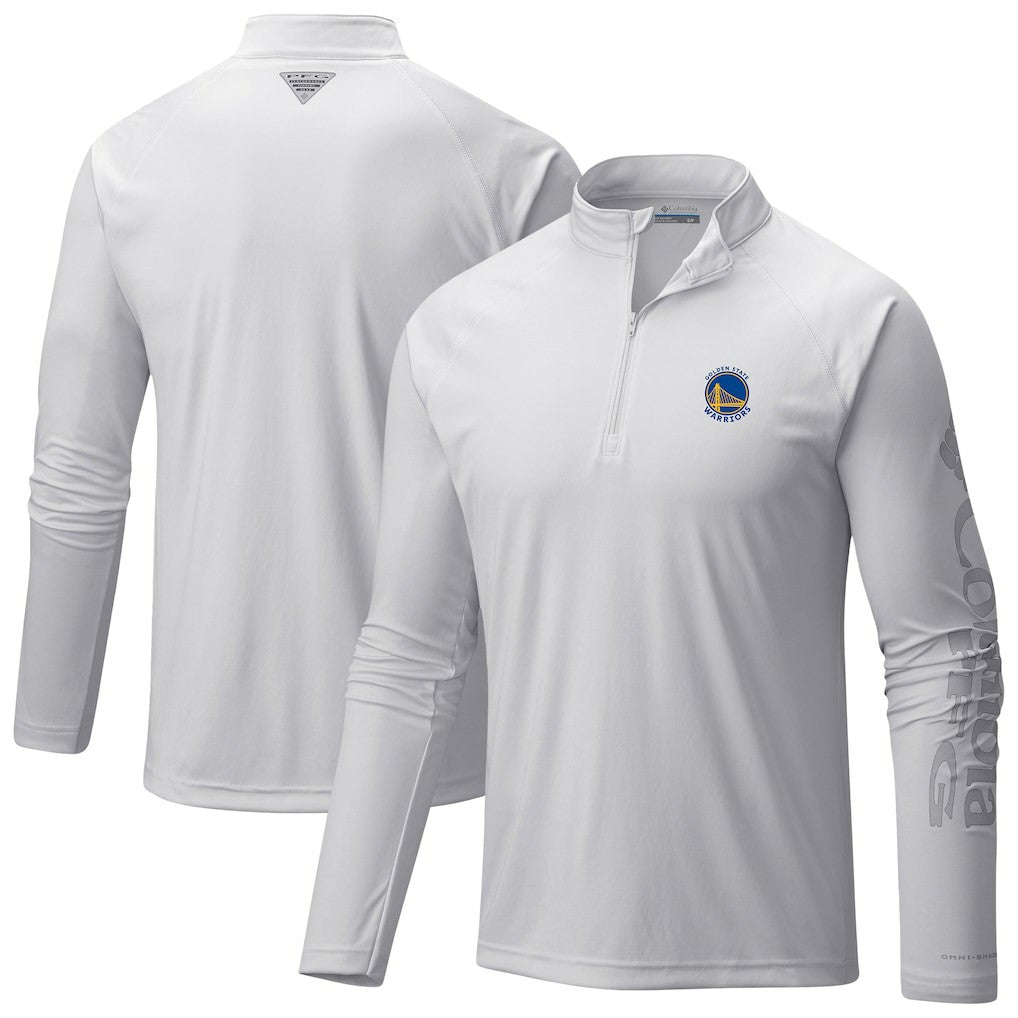 Golden State Warriors Terminal Tackle Raglan Omni-Shade Quarter-Zip Jacket White - Columbia