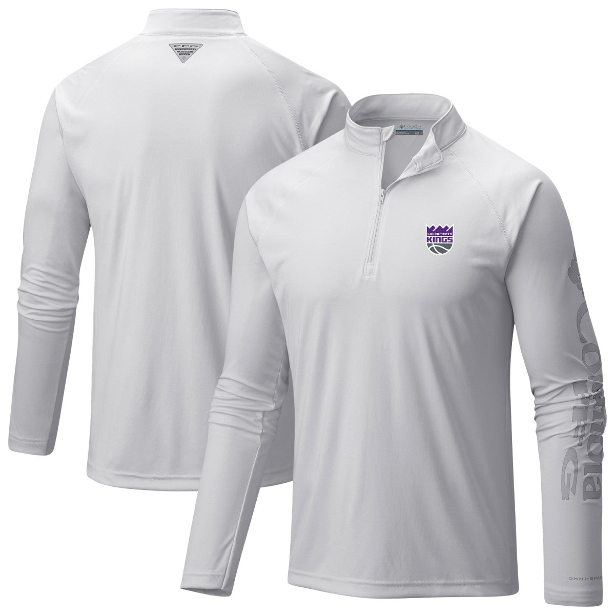 Sacramento Kings Terminal Tackle Raglan Omni-Shade Quarter-Zip Jacket White - Columbia