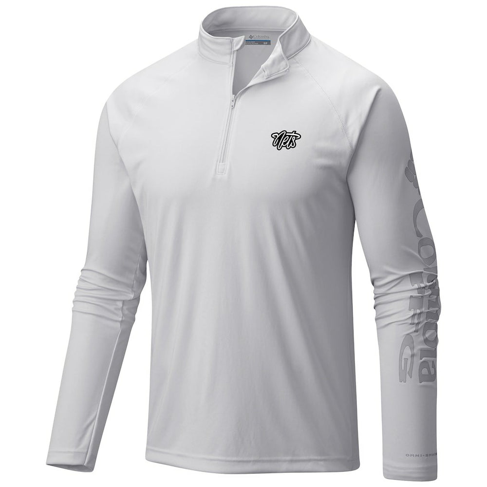 Brooklyn Nets Terminal Tackle Raglan Omni-Shade Quarter-Zip Jacket White - Columbia