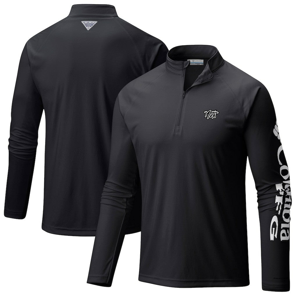 Brooklyn Nets Terminal Tackle Raglan Omni-Shade Quarter-Zip Jacket Black - Columbia
