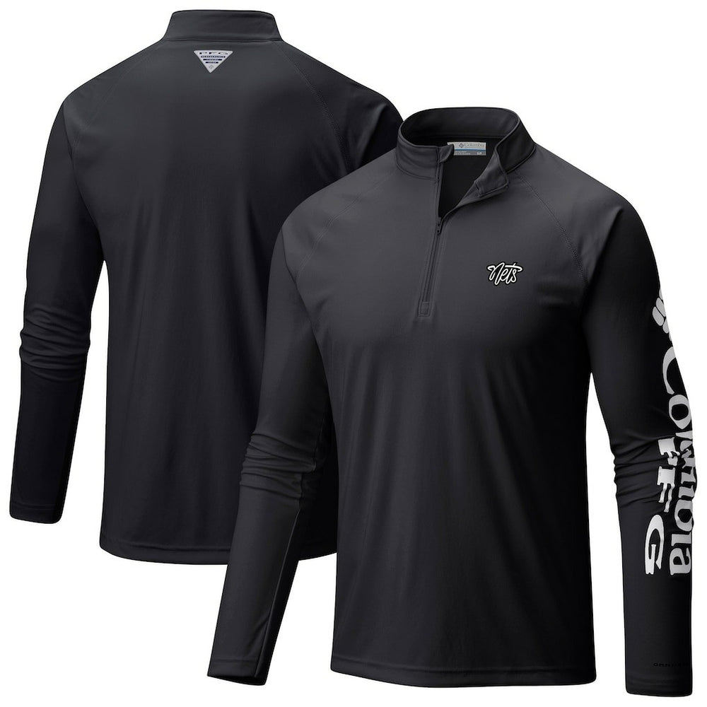 Brooklyn Nets Terminal Tackle Raglan Omni-Shade Quarter-Zip Jacket Black - Columbia