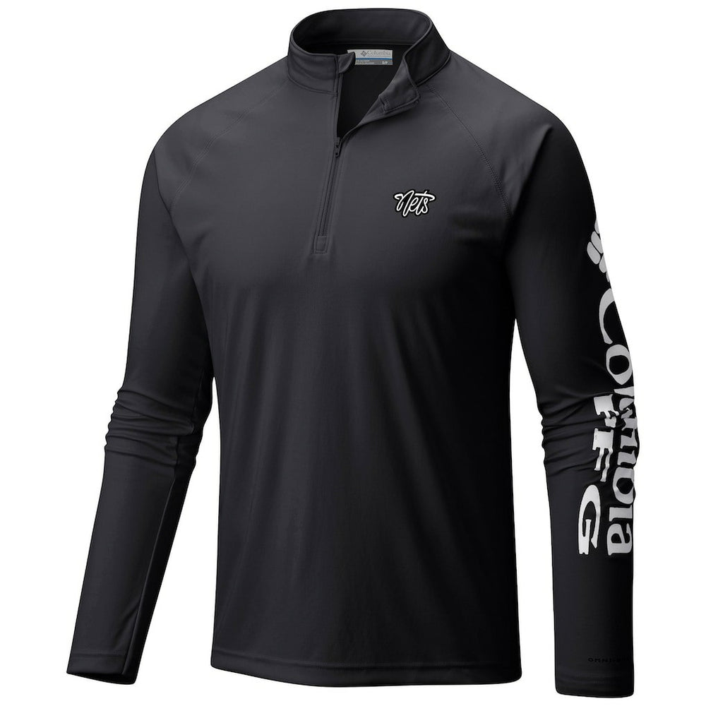 Brooklyn Nets Terminal Tackle Raglan Omni-Shade Quarter-Zip Jacket Black - Columbia
