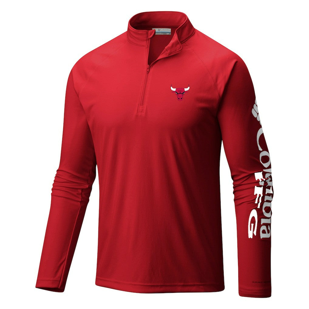 Chicago Bulls Terminal Tackle Raglan Omni-Shade Quarter-Zip Jacket Red - Columbia