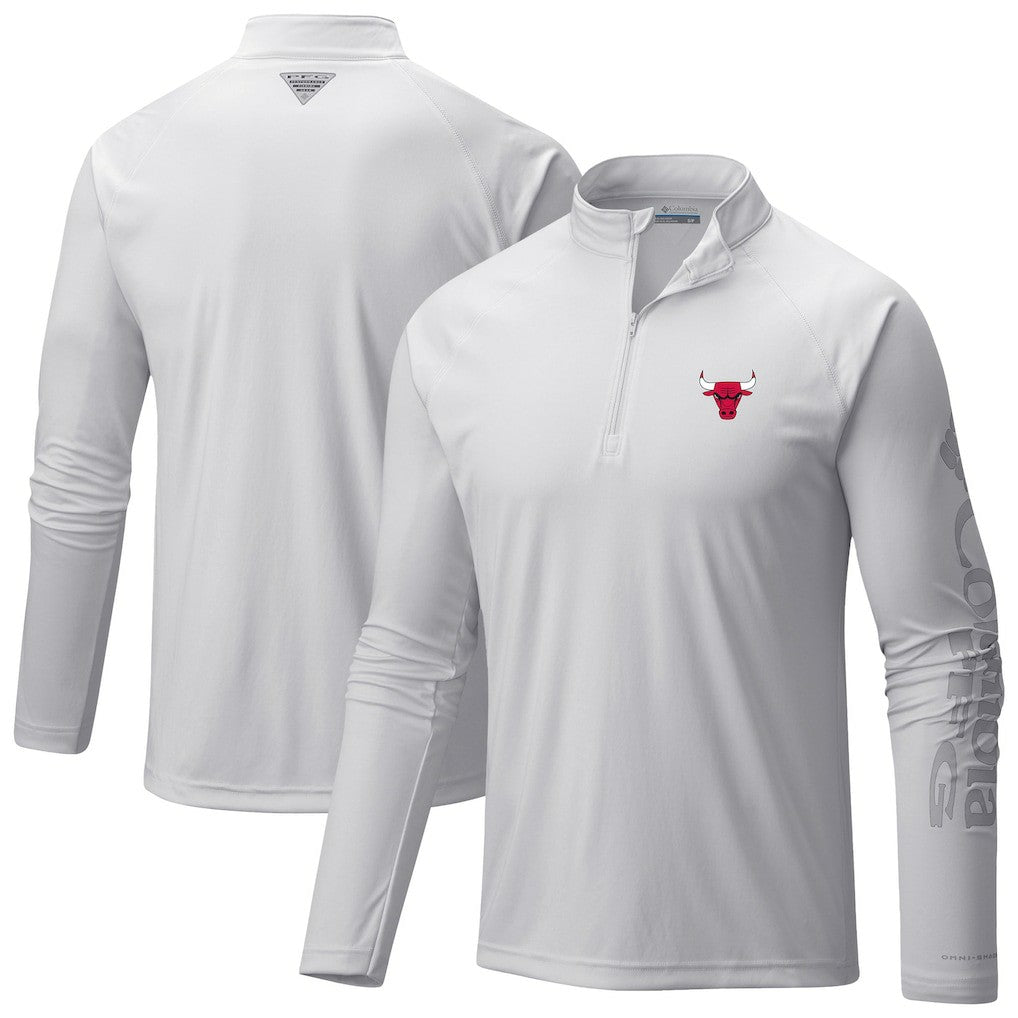 Chicago Bulls Terminal Tackle Raglan Omni-Shade Quarter-Zip Jacket White - Columbia