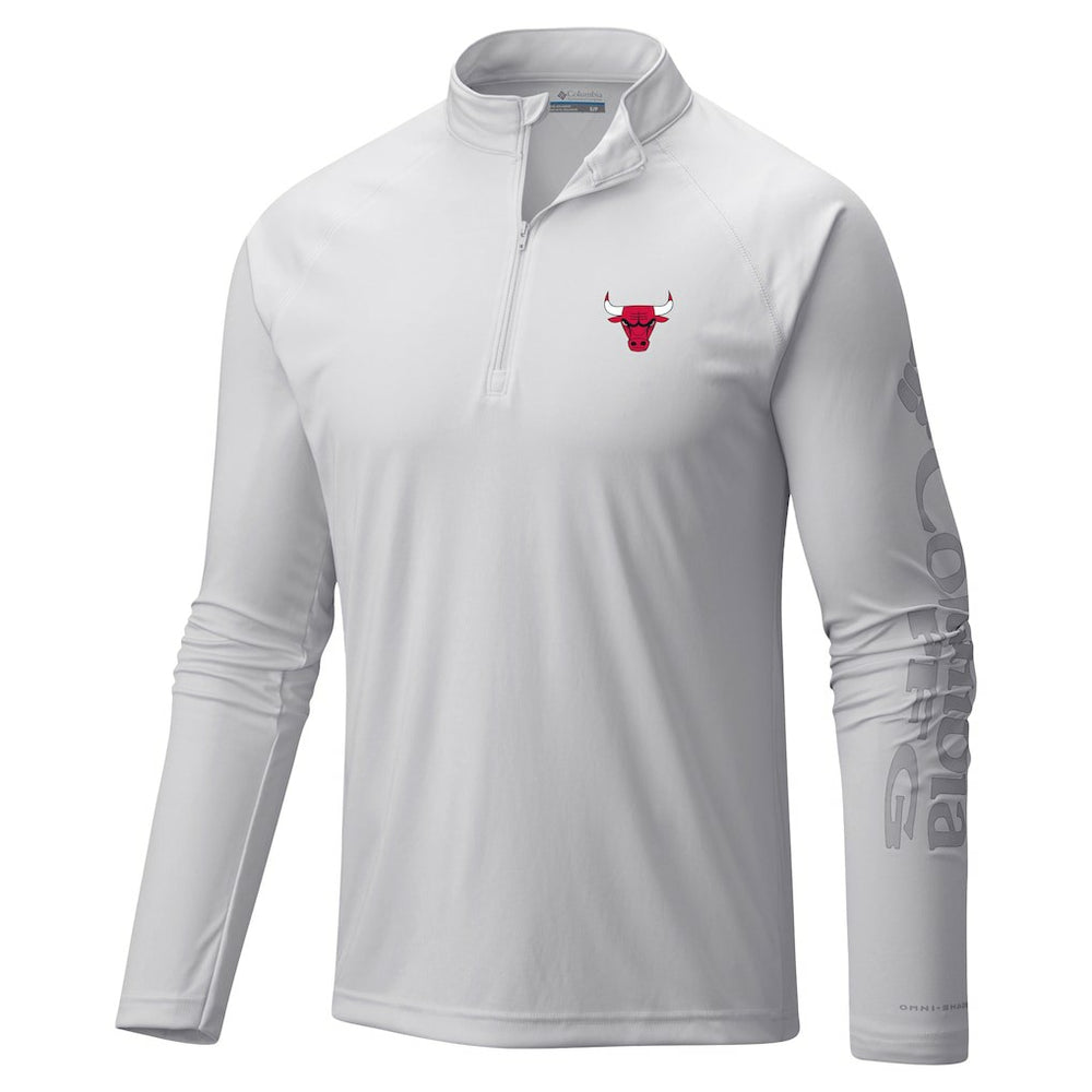 Chicago Bulls Terminal Tackle Raglan Omni-Shade Quarter-Zip Jacket White - Columbia