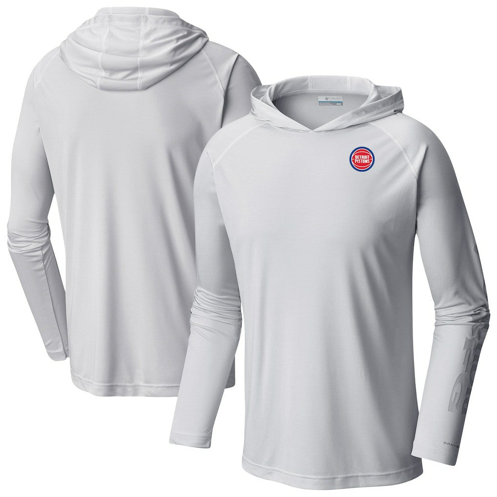 Detroit Pistons Terminal Tackle Long Sleeve Hoodie T-Shirt White - Columbia