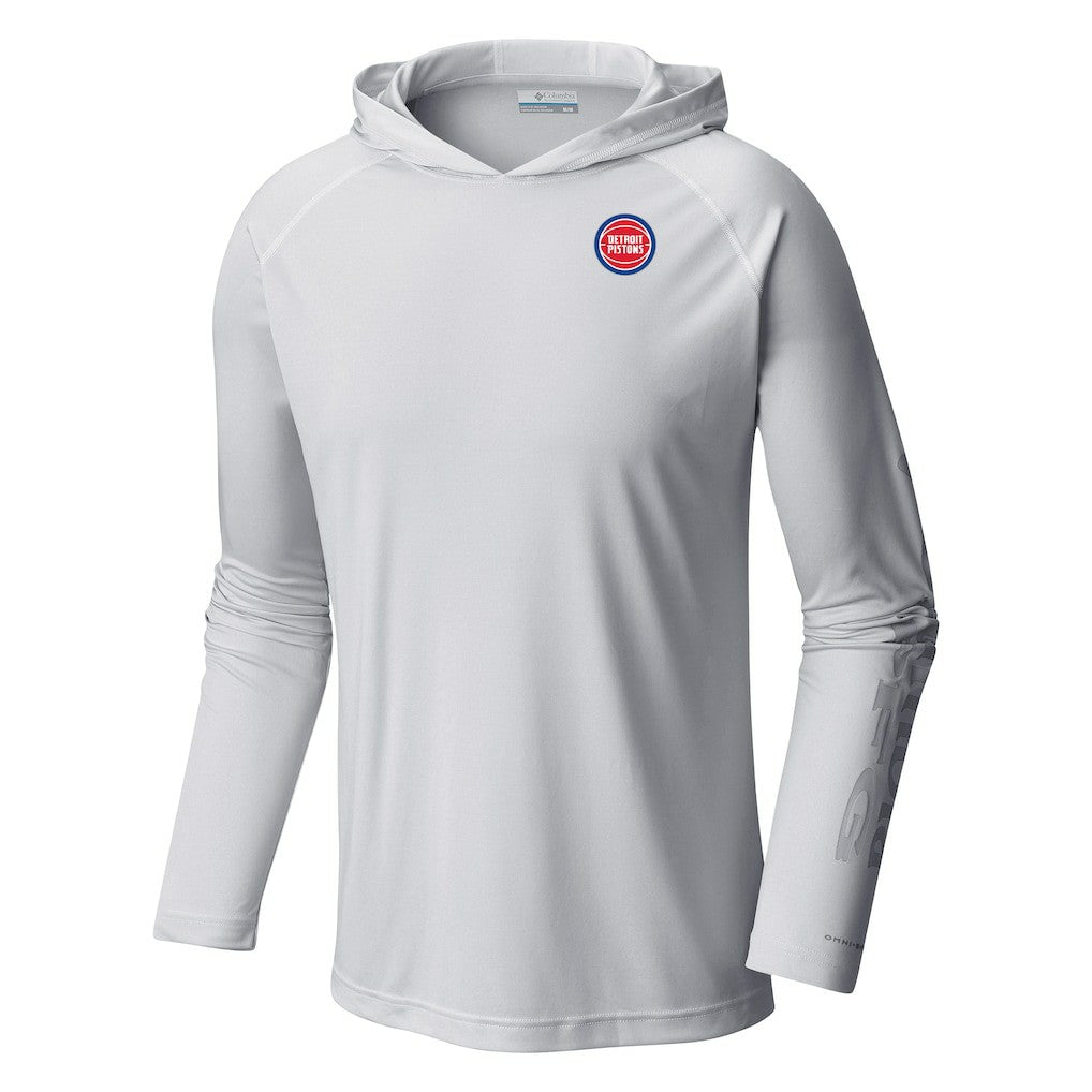 Detroit Pistons Terminal Tackle Long Sleeve Hoodie T-Shirt White - Columbia