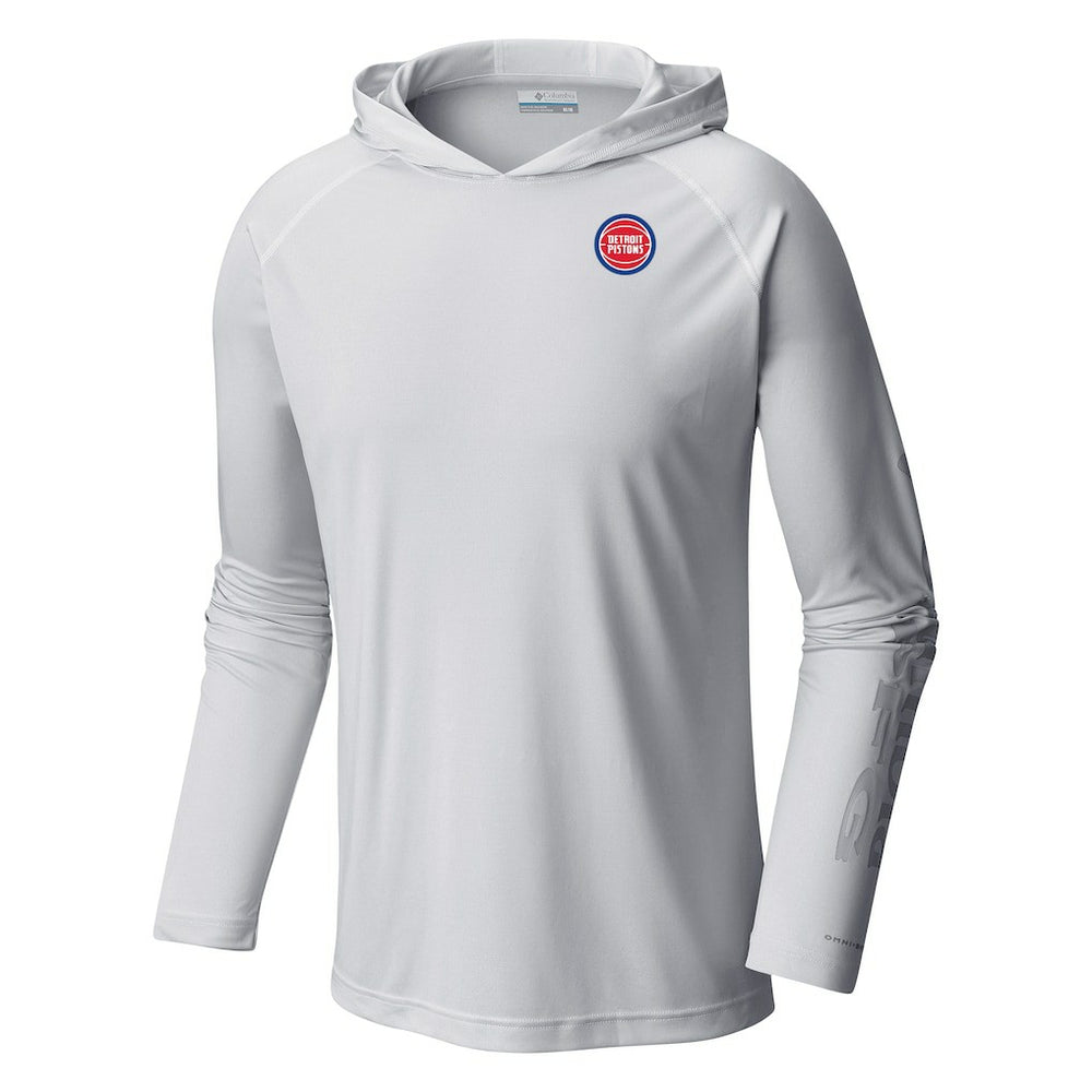 Detroit Pistons Terminal Tackle Long Sleeve Hoodie T-Shirt White - Columbia