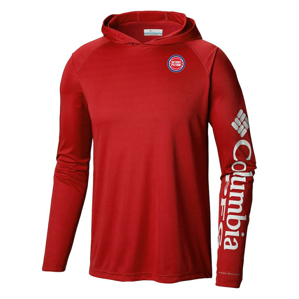 Detroit Pistons Terminal Tackle Long Sleeve Hoodie T-Shirt Red - Columbia