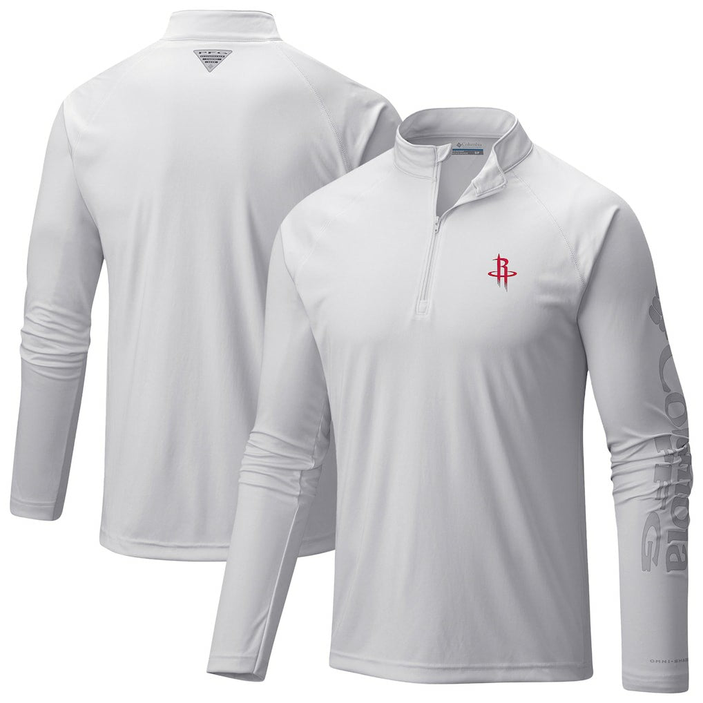 Houston Rockets PFG Terminal Tackle Quarter-Zip Top White - Columbia