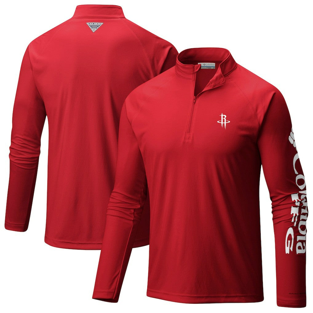 Houston Rockets PFG Terminal Tackle Quarter-Zip Top Red - Columbia