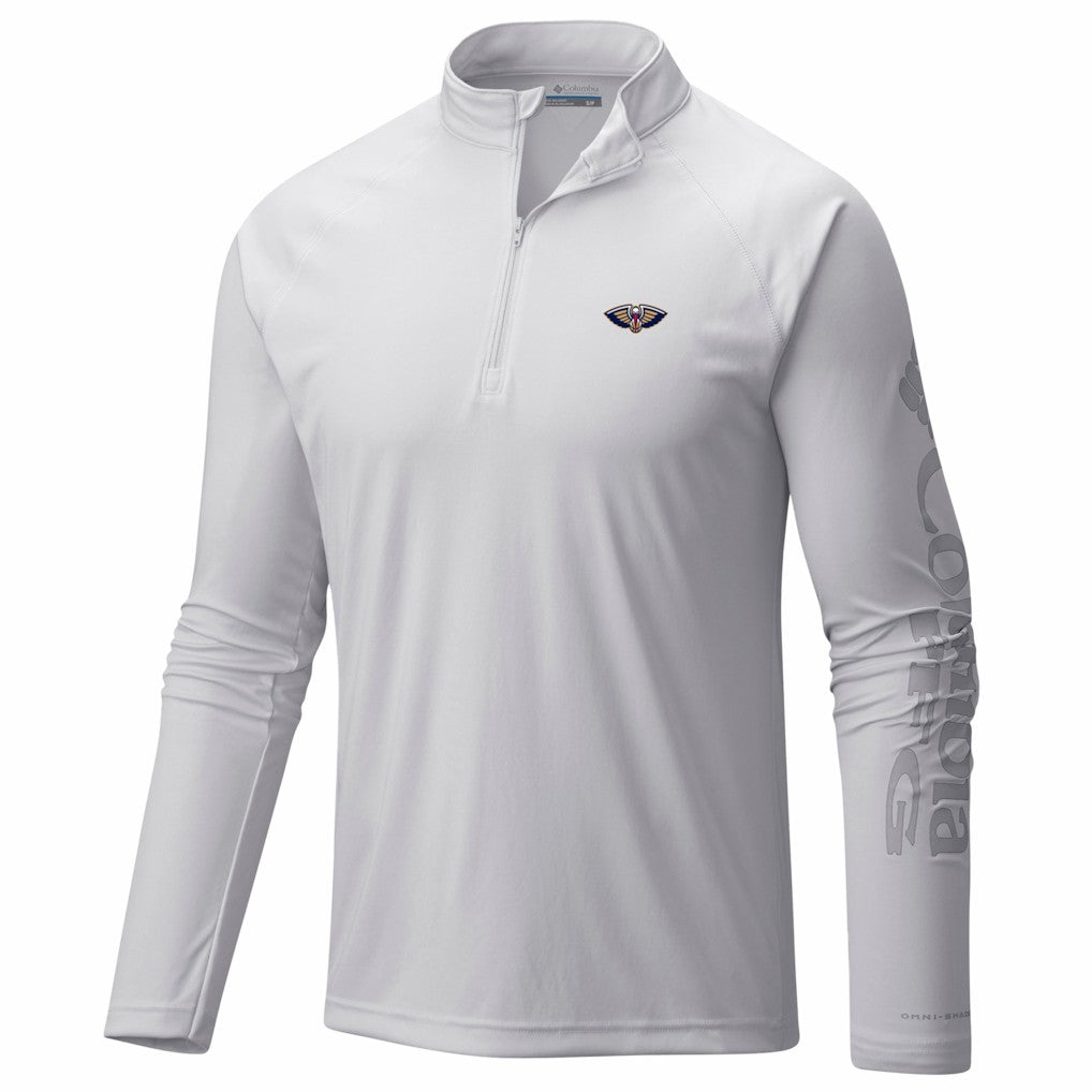 New Orleans Pelicans PFG Terminal Tackle Quarter-Zip Top White - Columbia