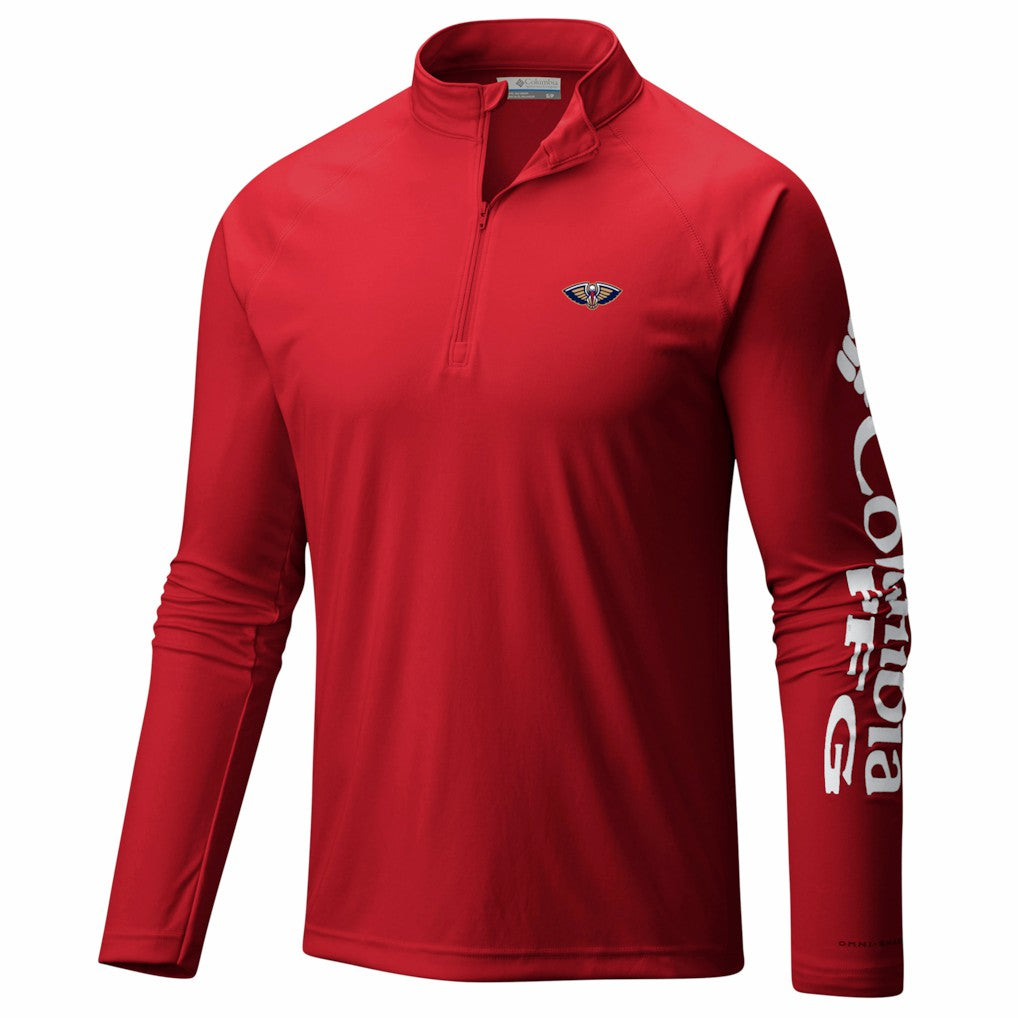 New Orleans Pelicans PFG Terminal Tackle Quarter-Zip Top Red - Columbia