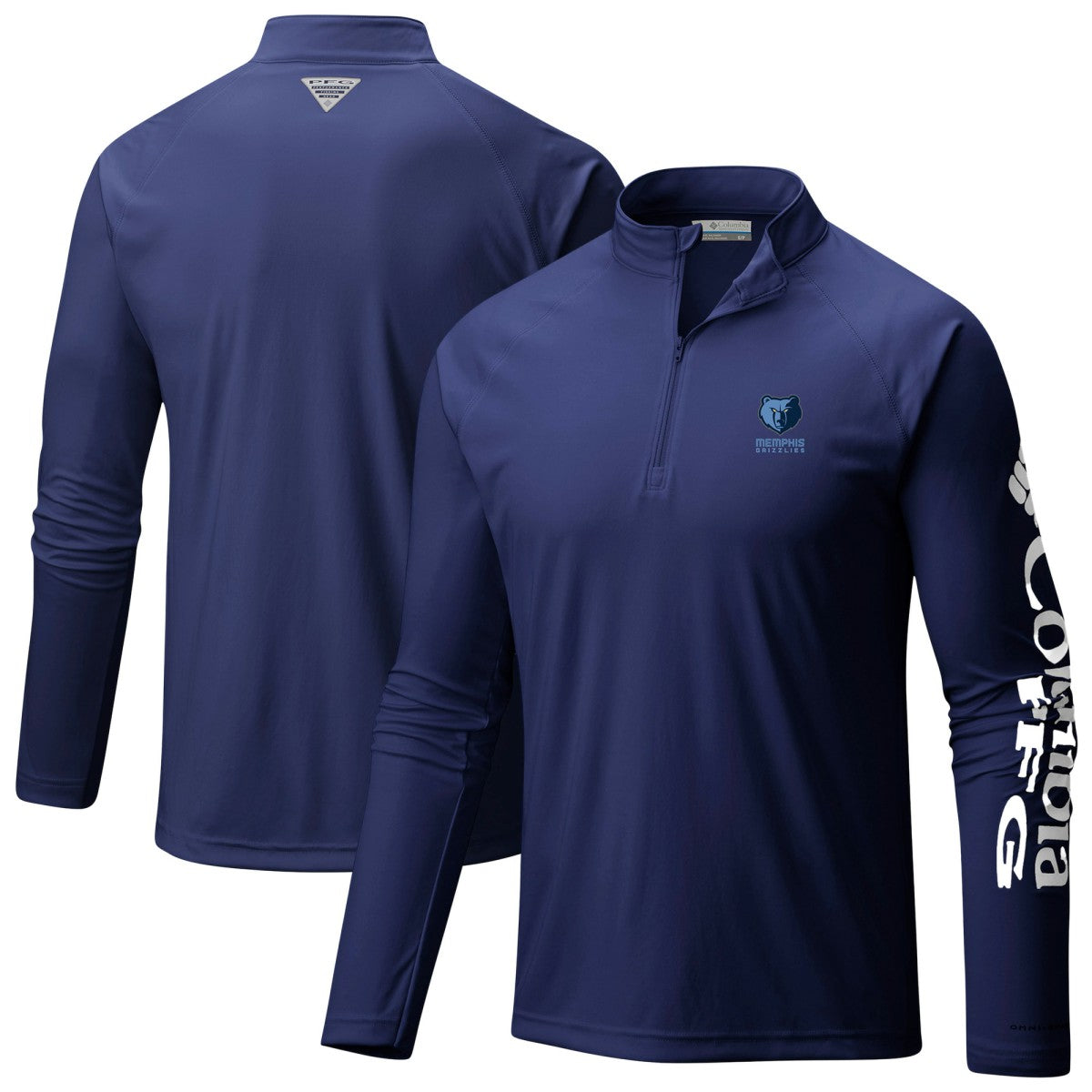 Memphis Grizzlies PFG Terminal Tackle Quarter-Zip Top Navy - Columbia
