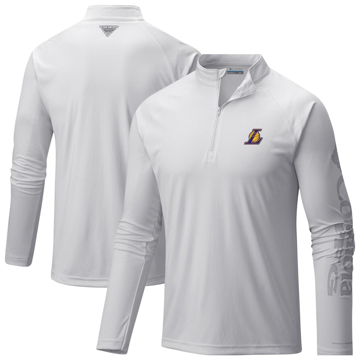 Los Angeles Lakers PFG Terminal Tackle Quarter-Zip Top White - Columbia