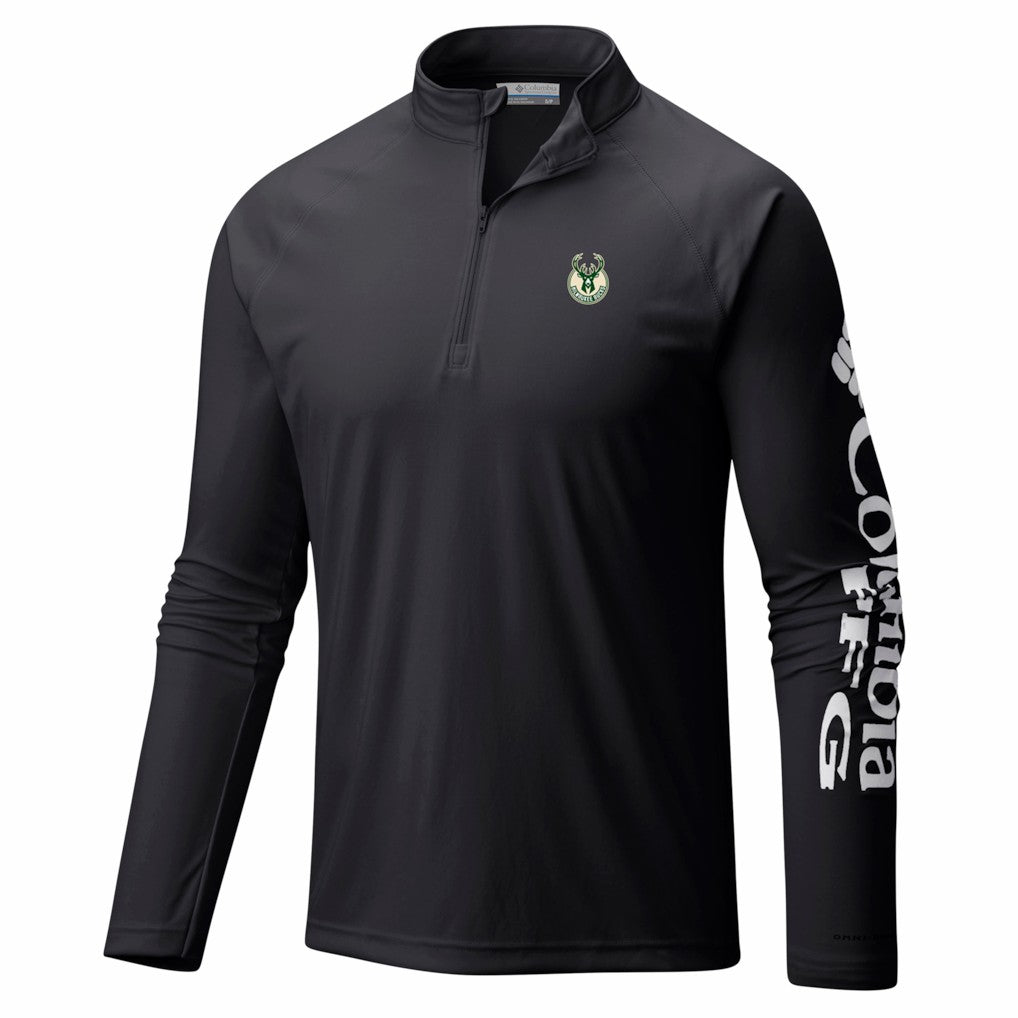 Milwaukee Bucks PFG Terminal Tackle Quarter-Zip Top Black - Columbia