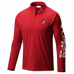 Portland Trail Blazers PFG Terminal Tackle Quarter-Zip Top Red - Columbia