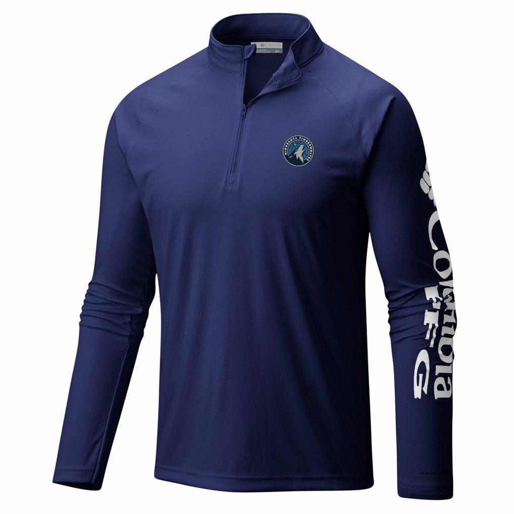 Minnesota Timberwolves PFG Terminal Tackle Quarter-Zip Top Navy - Columbia
