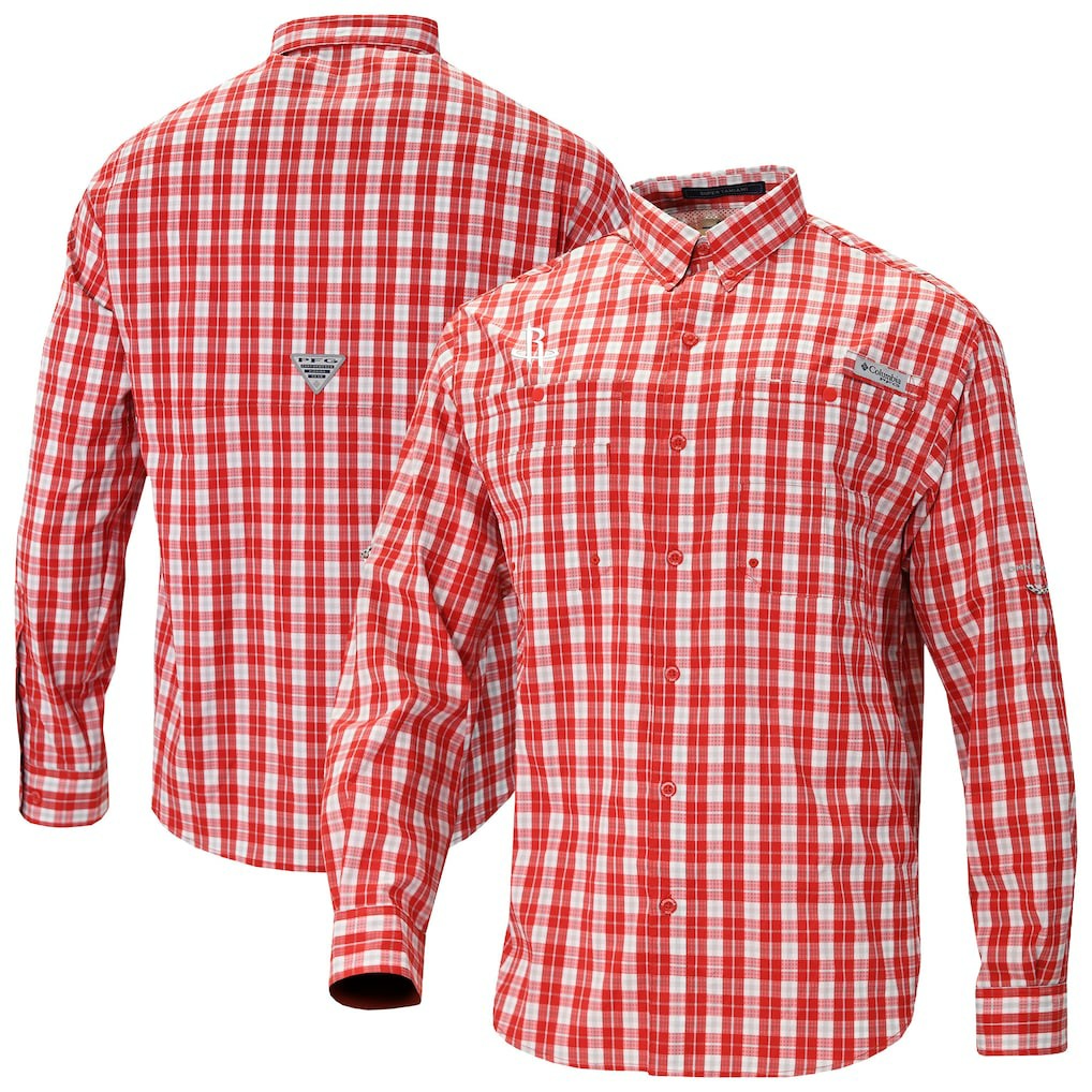 Houston Rockets Super Tamiami Omni-Shade Long Sleeve Button-Down Shirt Red - Columbia