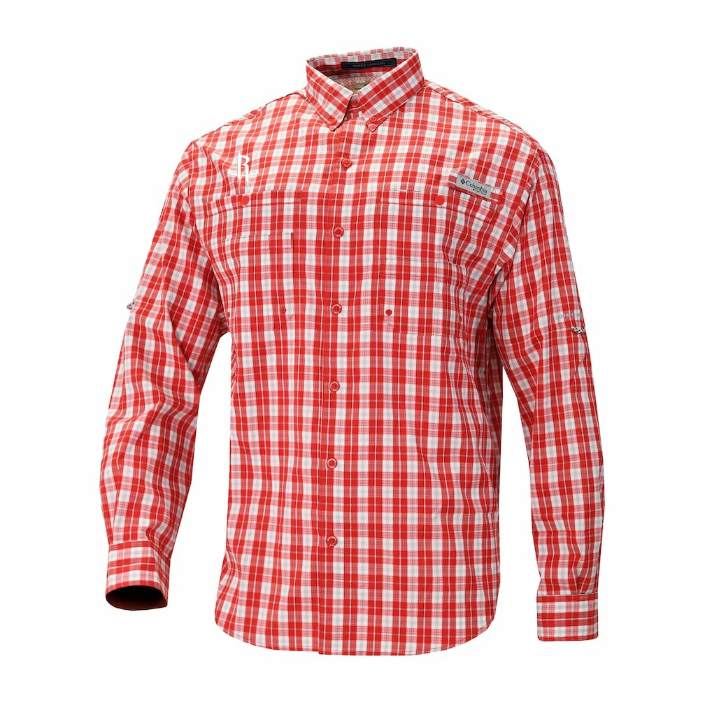 Houston Rockets Super Tamiami Omni-Shade Long Sleeve Button-Down Shirt Red - Columbia