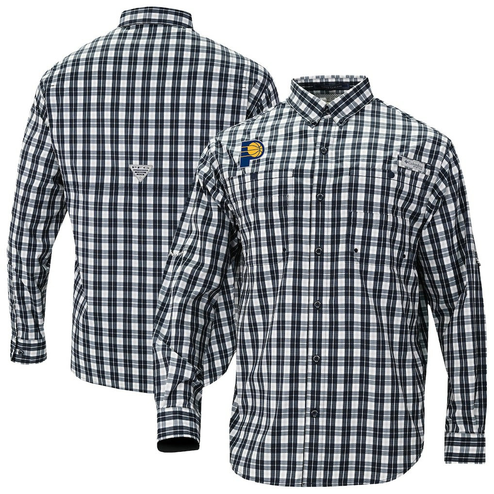 Indiana Pacers Super Tamiami Omni-Shade Long Sleeve Button-Down Shirt Navy - Columbia