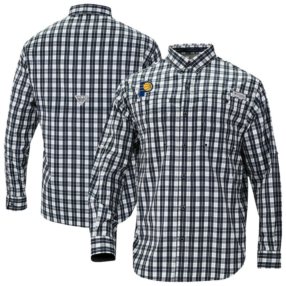 Indiana Pacers Super Tamiami Omni-Shade Long Sleeve Button-Down Shirt Navy - Columbia