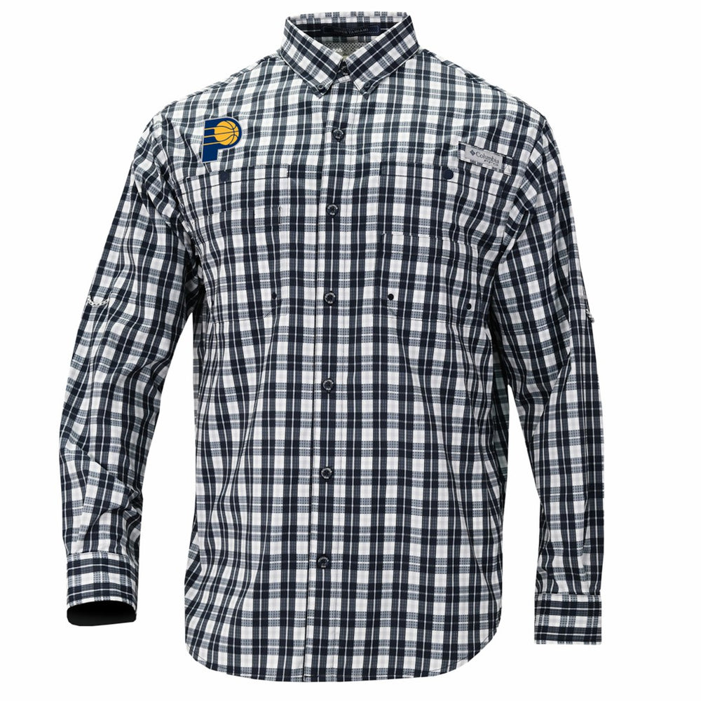 Indiana Pacers Super Tamiami Omni-Shade Long Sleeve Button-Down Shirt Navy - Columbia