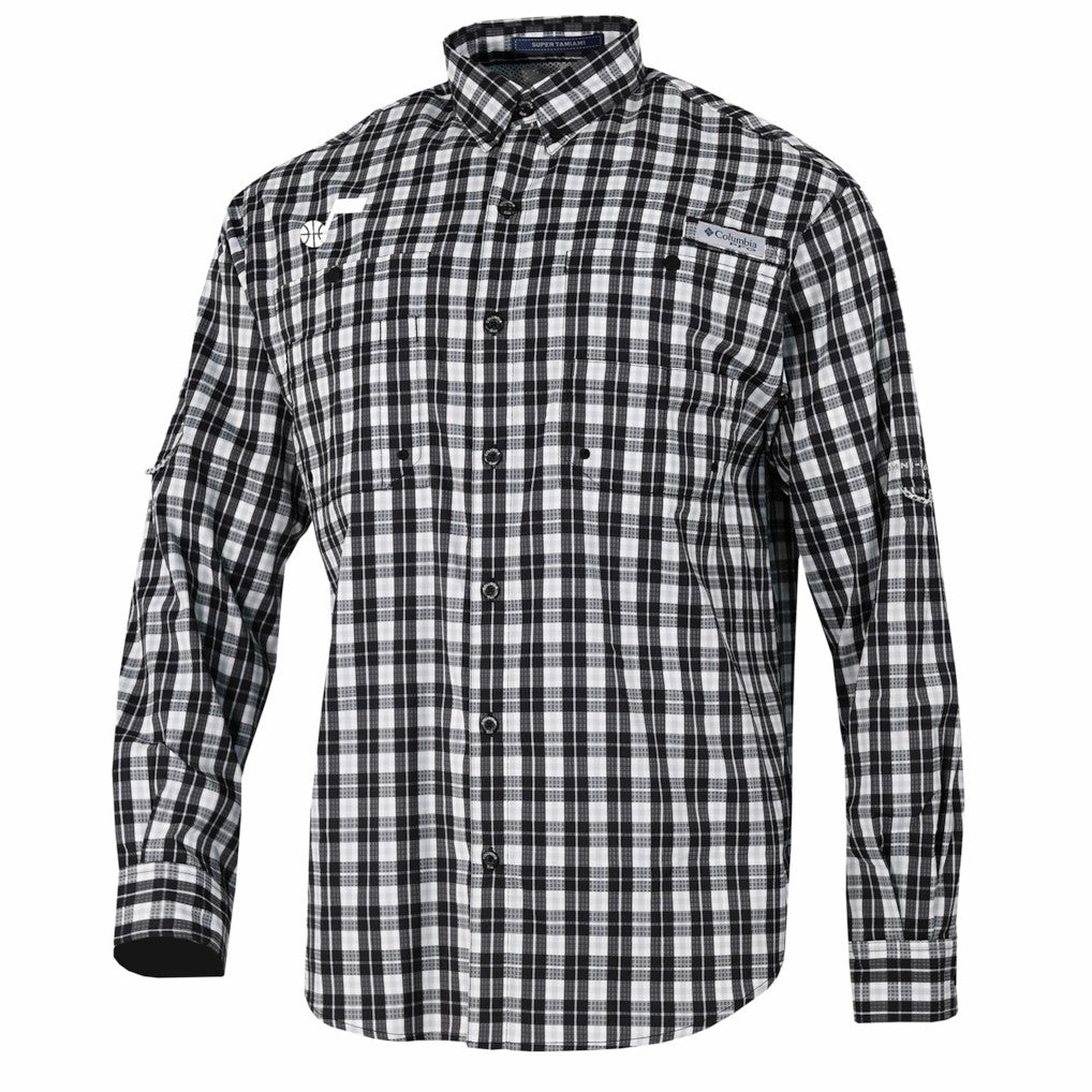 Utah Jazz Super Tamiami Omni-Shade Long Sleeve Button-Down Shirt Black - Columbia