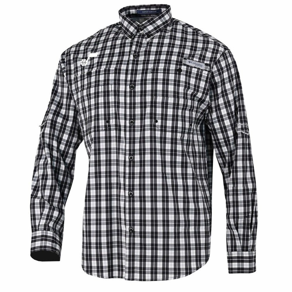 Utah Jazz Super Tamiami Omni-Shade Long Sleeve Button-Down Shirt Black - Columbia