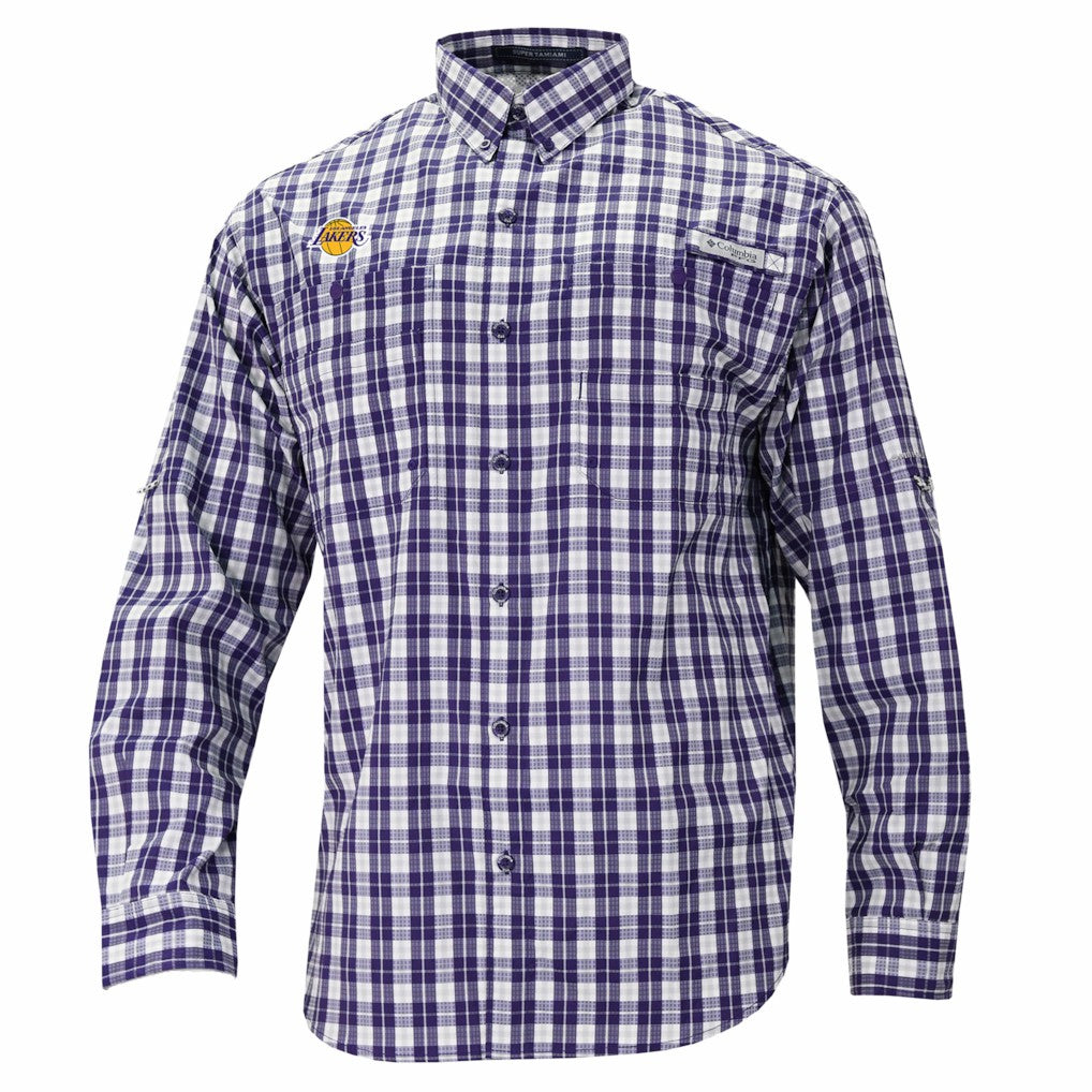 Los Angeles Lakers Super Tamiami Omni-Shade Long Sleeve Button-Down Shirt Purple - Columbia outlet