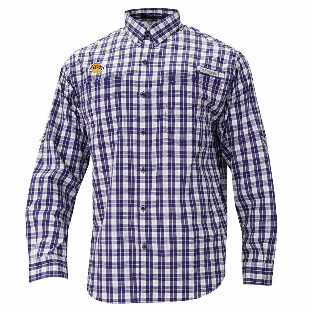 Los Angeles Lakers Super Tamiami Omni-Shade Long Sleeve Button-Down Shirt Purple - Columbia outlet
