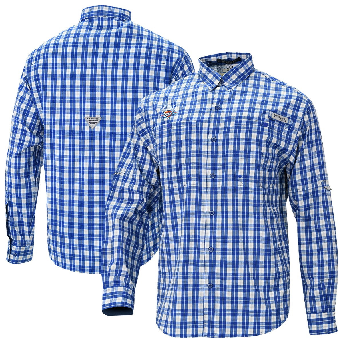 Oklahoma City Thunder Super Tamiami Omni-Shade Long Sleeve Button-Down Shirt Blue - Columbia